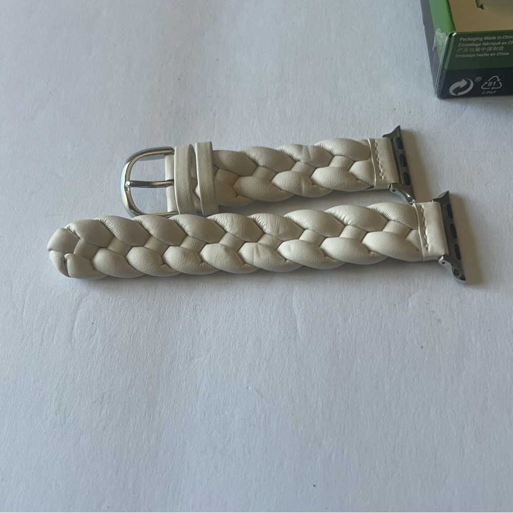 KATE SPADE Braided Leather 38-49mm Band For Apple Watch® WHITE NWT